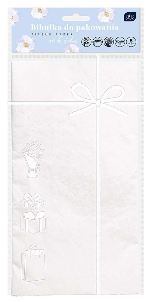 Bibułka do pakowania prezentów prezentów 50x70 cm biała - artykuł papierniczy