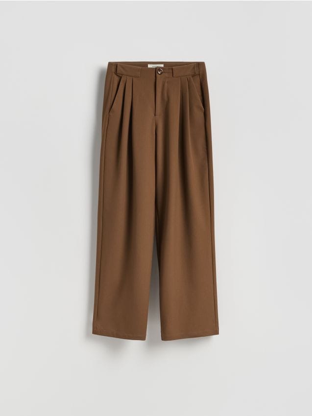 Reserved - Spodnie z zakładkami - brązowy