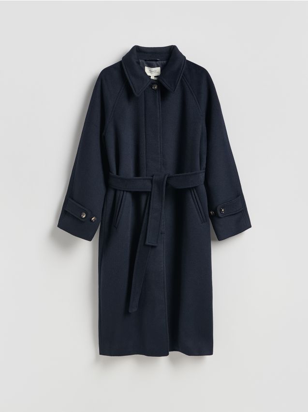 Reserved - Płaszcz z wełną - granatowy