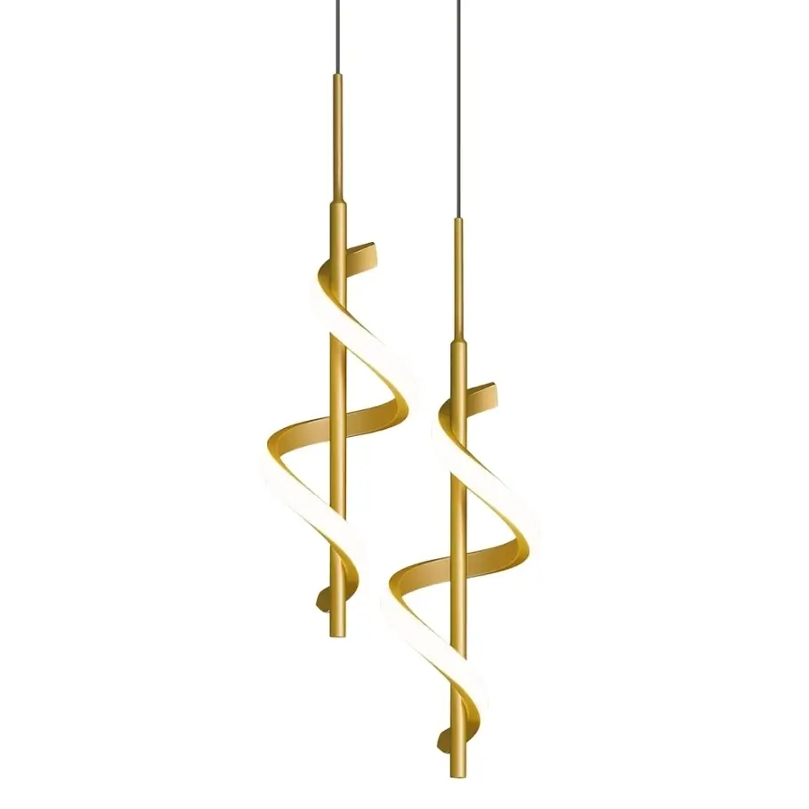 Spiralna wisząca lampa Spirali LWSK LED 20W 3000K nad wyspę złota