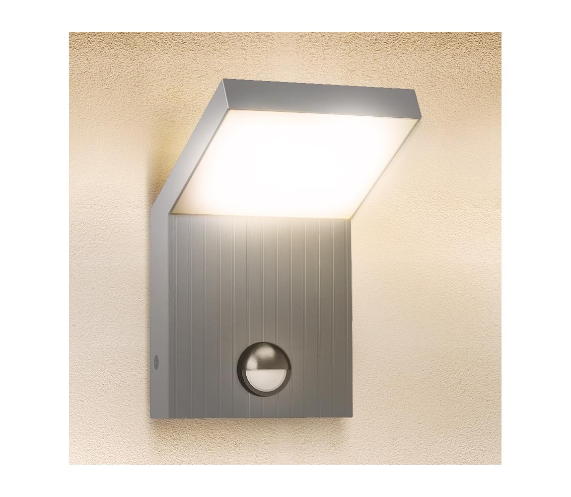 Brilagi - LED zewnętrzny kinkiet z czujnikiem RIANO LED/8W/230V srebrny