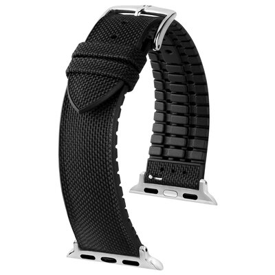 Pasek HIRSCH Arne do Apple Watch 42/44/45/46/49 Czarny Adapter