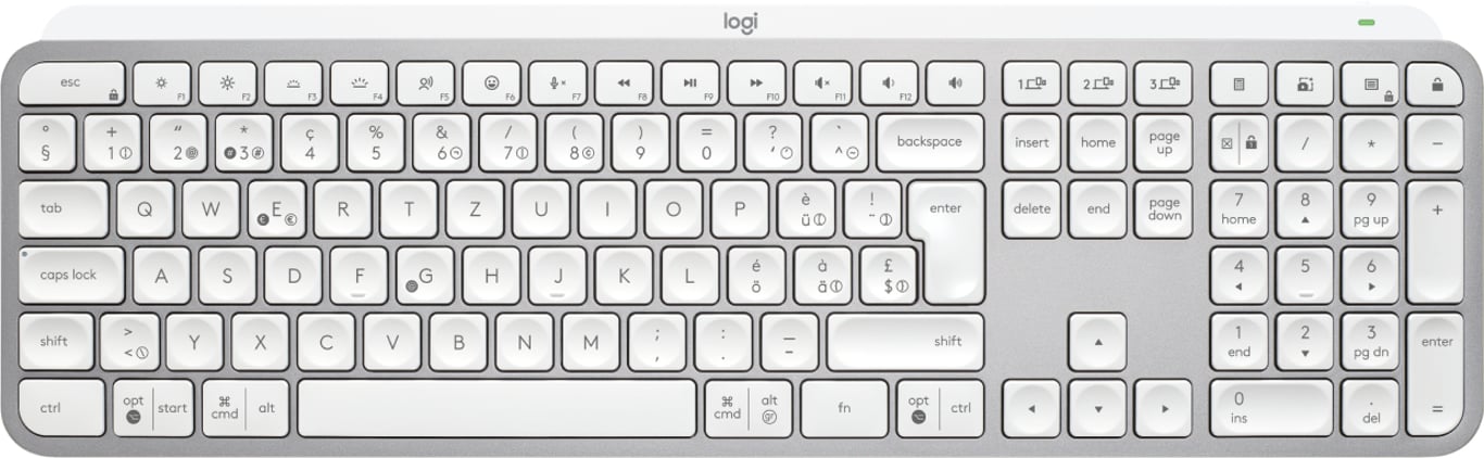 Logitech MX Keys S klawiatura Uniwersalne RF Wireless + Bluetooth QWERTZ Swiss Aluminium, Biały 920-011572