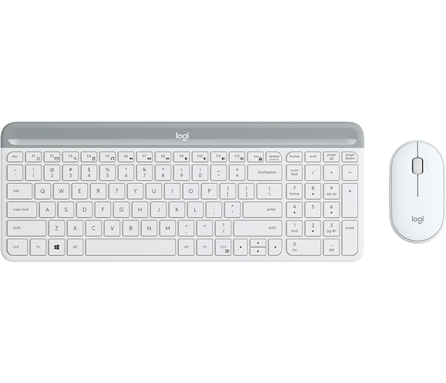 Logitech Slim Wireless Keyboard and Mouse Combo MK470 klawiatura USB Hiszpański Biały 920-009199