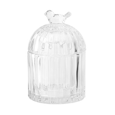 Pojemnik szklany z ptaszkiem 8 x 8 x 12 cm transparentny