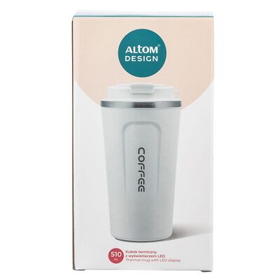 Kubek termiczny 510 ml z wyświetlaczem LED na baterie biały