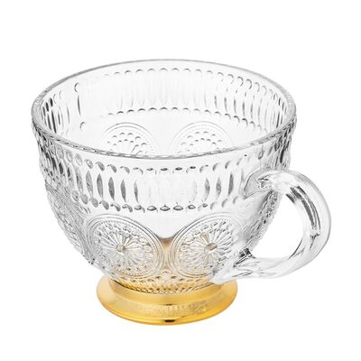 Kubek na złotej stopce Daisy 430 ml transparentny