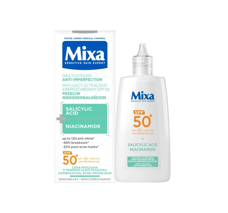 Mixa matujący ultralekki krem ochronny SPF50+ przeciw niedoskonałościom 40 ml