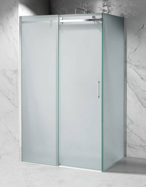Swiss Liniger Kabina prysznicowa narożna 90x80 cm szkło 8mm mleczne profile chrom C2090x80CF