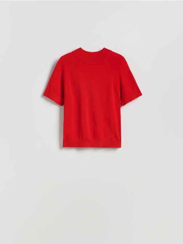 Reserved - Gładki sweter - czerwony