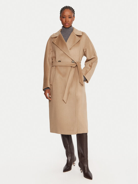Weekend Max Mara Płaszcz wełniany Resina 2525016102 Beżowy Regular Fit