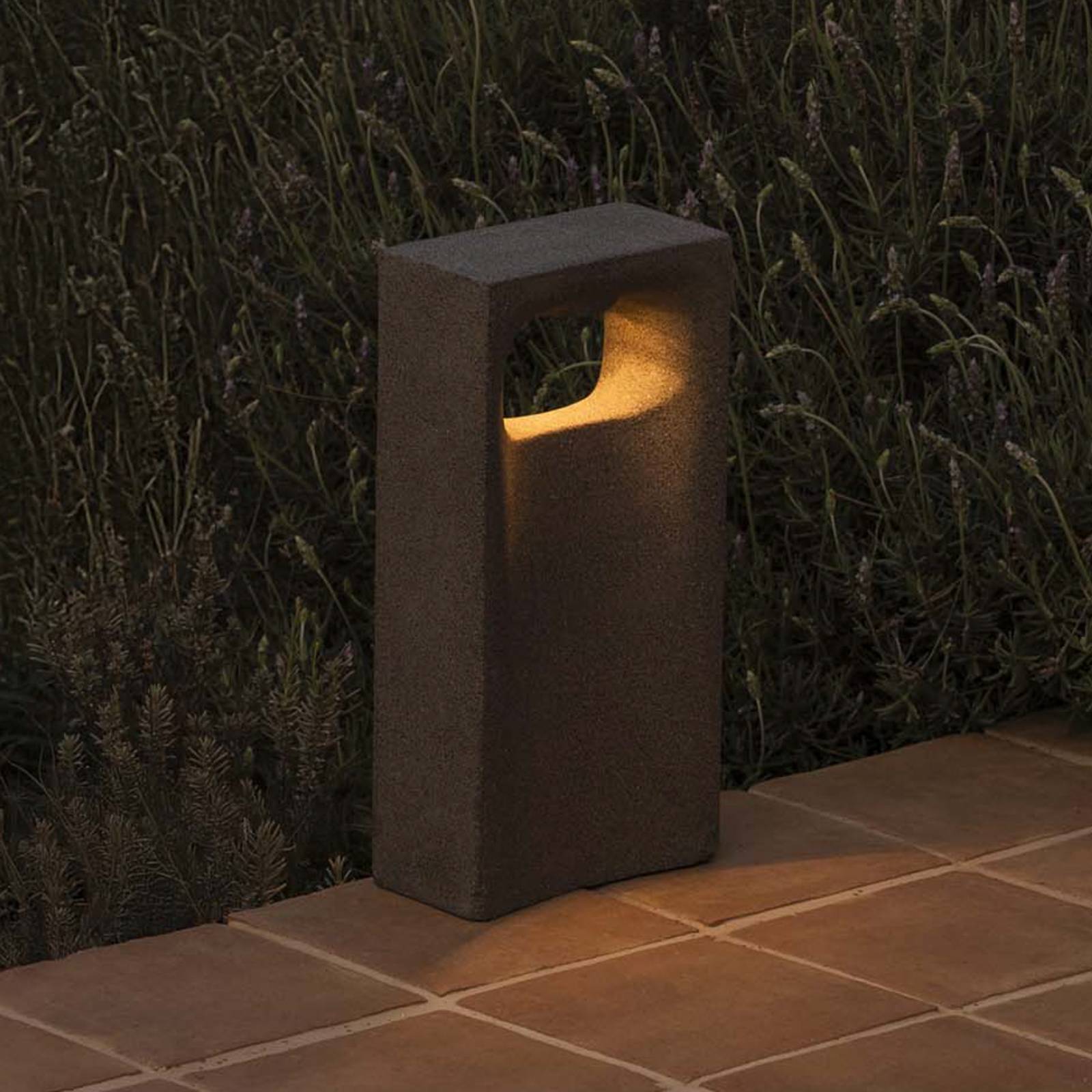FARO BARCELONA Lampa ogrodowa stojąca Glint, aluminiowy / szary / cynkowy, beton, nowoczesny
