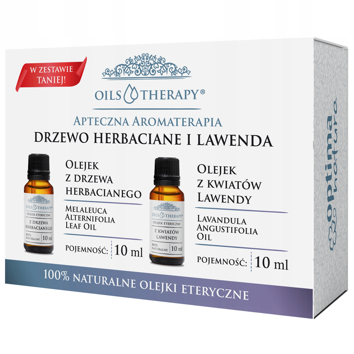 Zestaw Optima Natura Oils Therapy Apteczna Aromaterapia, drzewo herbaciane, 10 ml + lawenda, 10 ml