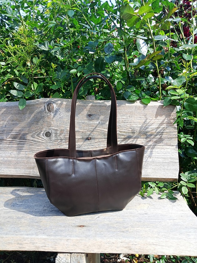 Shopper GINA S ciemny brąz szewro GOLD