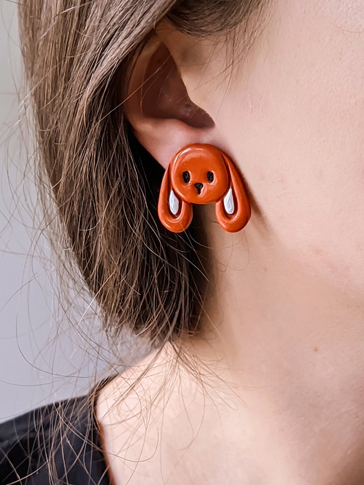 Kolczyki sztyfty z królikiem rudym, rudy królik biżuteria, króliczek boho