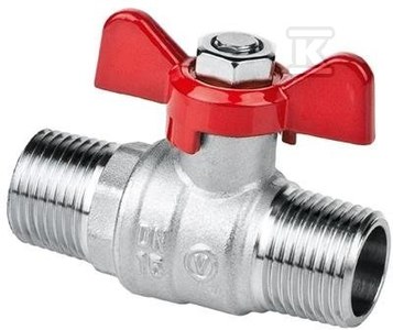 Zawór kulowy niklowany pełnoprzelotowy z dławikiem z motylkiem aluminiowym (MAl) (wersja W-W) ONYX 3/4 cala