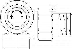 Zawór termostatyczny typu AV9 DN15 - 1/2, kolanowo-kątowy lewostronny, z nastawą wstępną