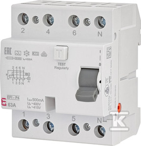 Wyłącznik różnicowoprądowy EFI-P4 A 63/0.5