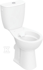 Miska WC stojąca Rekord - ze spłuczką nasadzaną, lejowa, odpływ poziomy, podwyższona, Rimfree