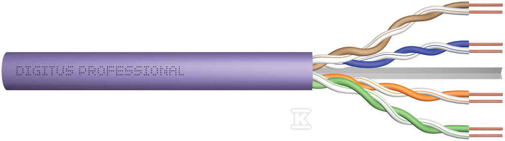 Kabel instalacyjny DIGITUS kat.6, U/UTP, B2ca, AWG 23/1, LSOH, 500m, fioletowy, szpula
