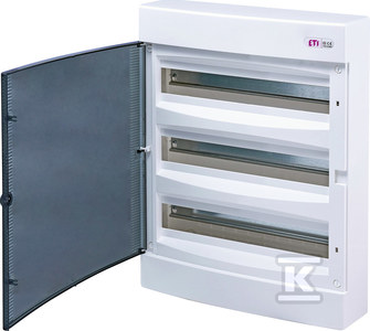 Obudowa natynkowa 3 rzędy po 18 mod. drzwi transparentne ECT 3X18PT-S