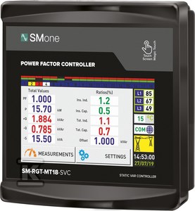 Regulator współczynnika mocy 18 stopniowy 3-faz z ekranem dotykowym zgodny z SVC komunikacja Modbus RTU SM-RGT-MT18-SVC