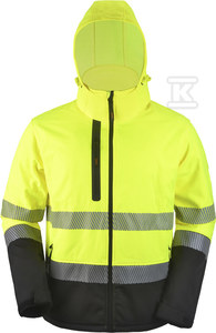 PROF Kurtka robocza softshell odblaskowa HI-VI (fluo) żółta L