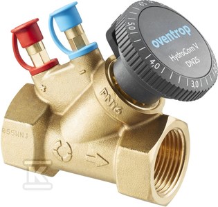 Zawór równoważący HydroCom V z gwintem wewnętrznym PN16 DN 32 Kvs= 13m3/h, z zaworkami HydroPort