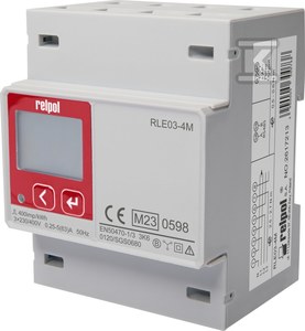 Trójfazowy cyfrowy licznik energii elektrycznej RLE03-4M - MID, CE, 63A, RS485, ModBus, czterokwadrantowy