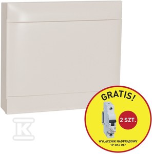 Rozdzielnica natynkowa PRACTIBOX S 2x18 z drzwiami białymi (36 modułowa) - promocja B16 gratis