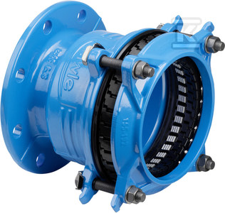 Łącznik RK SYNOFLEX, DN200 d198-230, PN10, rurowo-kołnierzowy, do wody i kanalizacji, do rur stalowych, żeliwnych, PE i PVC, z zabezpieczeniem przed