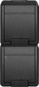 Gniazdo natynkowe N/T, podwójne pionowe z uziemieniem IP55, antracyt AQUANT 2K