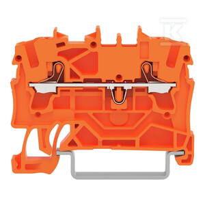 Złączka przelotowa 2-przewodowa, z przyciskami, 2,5 mm2, z otworem pomiarowym, do zastosowań Ex e II, opis z boku i na środku, na szynę TS 35 x 15 i