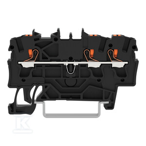 Złączka przelotowa 3-przewodowa, z przyciskami, 2,5 mm2, z otworem pomiarowym, do zastosowań Ex e II oraz Ex i, opis z boku i na środku, na szynę TS