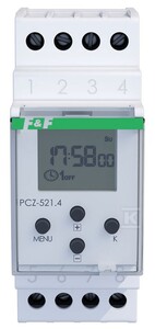 Zegar sterujący programowalny tygodniowy PCZ-521.4, 1-kanałowy - programowalny przez NFC ANDROID i iOS 24÷264 V AC/DC 1 × NO/NC 16A