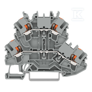 Złączka 2-piętrowa, z przyciskami, złączka przelotowa/przelotowa, N/L, bez podstawki oznacznika, do zastosowań Ex e II, otwory na przewody, parter,
