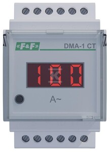 Cyfrowy wskaźnik wartości natężenia prądu TrueRMS, jednofazowy DMA-1RMS-CT, pomiar półpośredni, z programowalną przekładnią