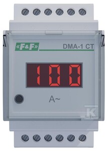 Cyfrowy wskaźnik wartości natężenia prądu, jednofazowy DMA-1-CT, pomiar półpośredni, z programowalną przekładnią