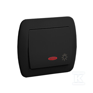 Przycisk światło z podświetleniem 10AX, 250V~, zaciski śrubowe: czarny mat, AKORD