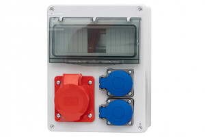 Rozdzielnica R-240 8M - gniazda 16A 5p, 2x230V + zabezpieczenia (RCD 4P 40A typ AC, 3P C16A, 1P B16A ) IP44, ONNLINE