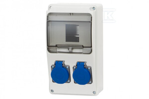 Rozdzielnica LAGO 6M - gniazda 2x230V + zabezpieczenia (1P B16Ax2 ) IP44, ONNLINE