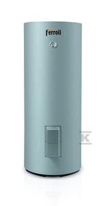 Wymiennik c.w.u. ECOUNIT F 200-1C o pojemności netto 173 litrów z pojedynczą wężownicą z podłączeniem bocznym. Powierzchnia wężownicy 1,38 m2.