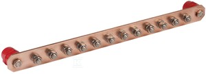 Przemysłowa szyna wyrównawcza na izolatorach, bez pokrywy, 12 zacisków, Cu