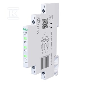Lampka kontrolna zasilania z zabezpieczeniem LK-BZ-703G 1/3S 3X230V 3xLED ZIELONA