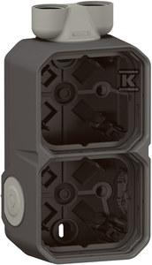 Puszka natynkowa podwójna z przepustem kablowym ISO20 - antracyt, NOWE PLEXO 55