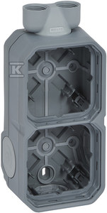 Puszka natynkowa podwójna z przepustem kablowym ISO20 - szara, NOWE PLEXO 55