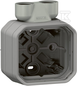 Puszka natynkowa pojedyncza z przepustem kablowym ISO20 - szara, NOWE PLEXO 55