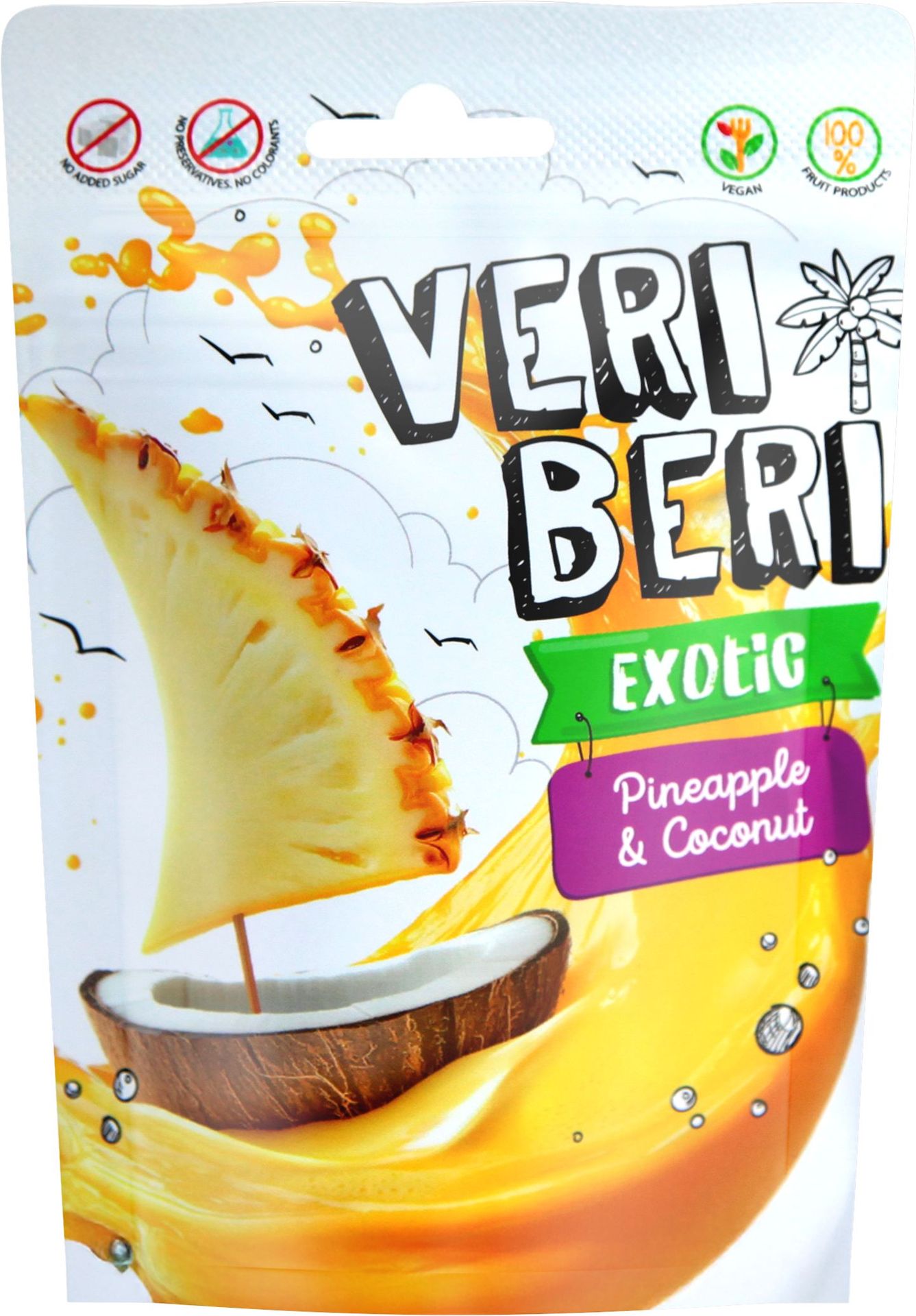 Veri Beri Bezglutenowe żelki Ananas z kokosem 50 g - słodycze lub przekąska