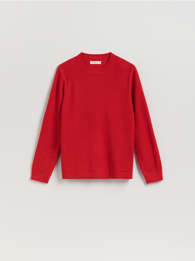 Reserved - Strukturalny sweter z bawełny - jasnofioletowy