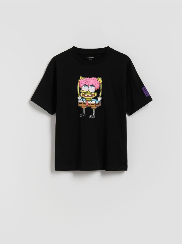 Reserved - T-shirt SpongeBob - czarny